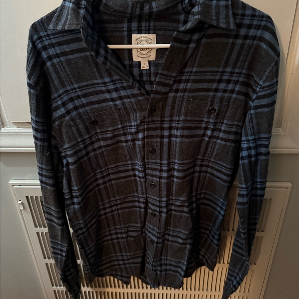 True Craft Men's Black and Blue Checkered Shirt